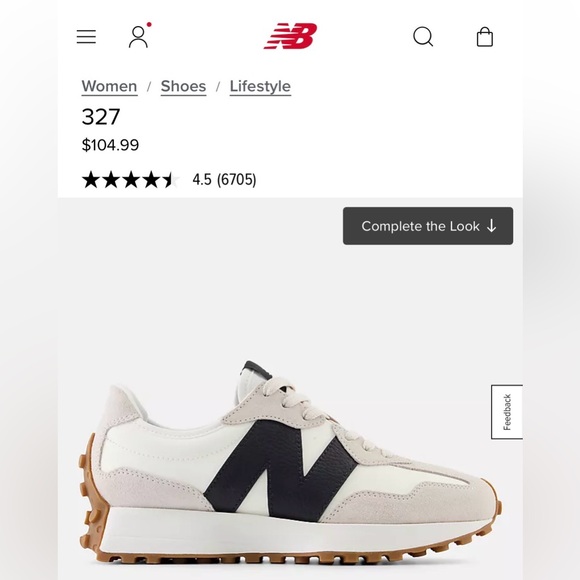 New Balance Moonbeam and Black 327 Sneaker - Picture 3 of 11